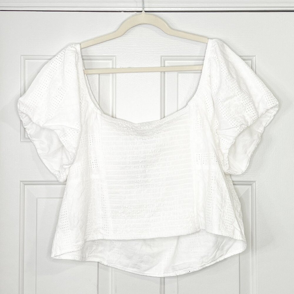 Torrid Eyelet Cotton Keyhole Off Shoulder Crop Top - Picture 7 of 7